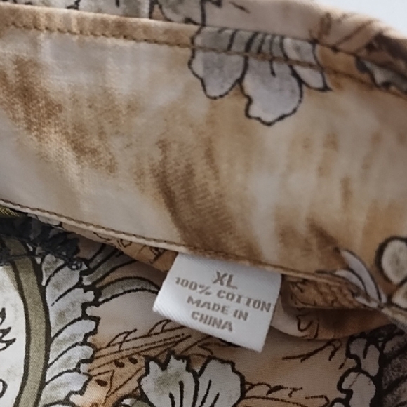 Western Snap Down Cowboy Rodeo Shirt Wood Snaps Natural Cotton Paisley Print - Picture 9 of 13